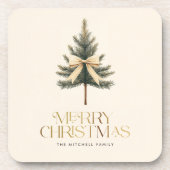 メリーエレガントクリスマス松の木の弓ファミリー コースター (正面)