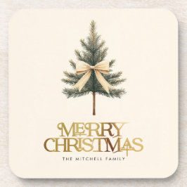 メリーエレガントクリスマス松の木の弓ファミリー コースター