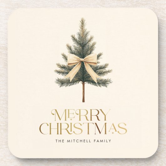 メリーエレガントクリスマス松の木の弓ファミリー コースター (正面)