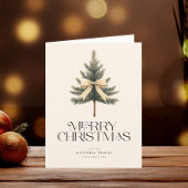 メリーエレガントクリスマス松の木の弓ファミリー シーズンカード