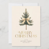メリーエレガントクリスマス松の木の弓ファミリー シーズンカード (正面)