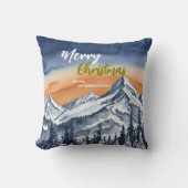 メリーエレガントクリスマス松の木雪スクリプトホリデー クッション (正面)