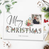 メリーエレガントクリスマス植物園タイポグラフィ写真 三つ折りクリスマスカード