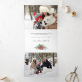 メリーエレガントクリスマス植物園タイポグラフィ写真 三つ折りクリスマスカード (内部)