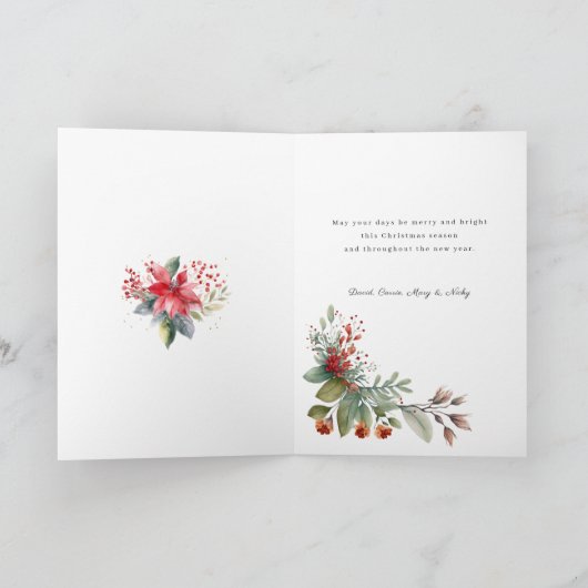 メリーエレガントクリスマス植物弓の写真 シーズンカード (内部)