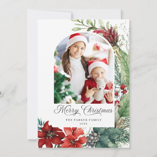 メリーエレガントクリスマス植物弓の写真 シーズンカード (正面)