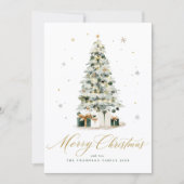 メリーエレガントクリスマス水の色の木の招待状 シーズンカード (正面)