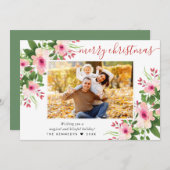 メリーエレガントクリスマス水カラーフローラ写真 シーズンカード (正面/裏面)