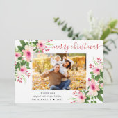 メリーエレガントクリスマス水カラーフローラ写真 シーズンカード (スタンド正面)