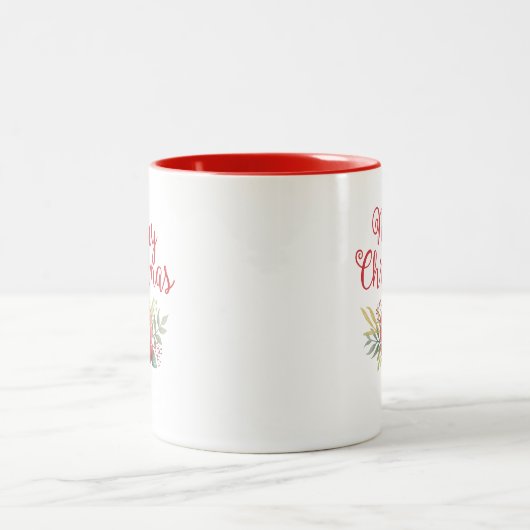 メリーエレガントクリスマス水カラーフローラ ツートーンマグカップ (中央)