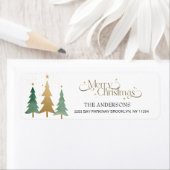 メリーエレガントクリスマス水彩松の木 ラベル (インサイチュ)