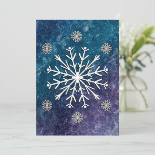 メリーエレガントクリスマス白いスノーフレーク一家 シーズンカード (スタンド正面)