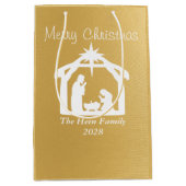 メリーエレガントクリスマス白金ゴールド出生 ミディアムペーパーバッグ (正面)