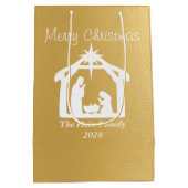 メリーエレガントクリスマス白金ゴールド出生 ミディアムペーパーバッグ (裏面)
