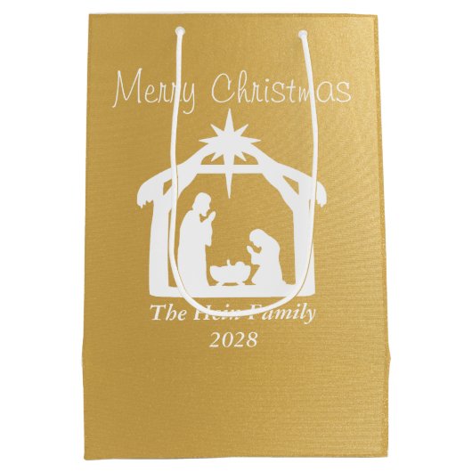 メリーエレガントクリスマス白金ゴールド出生 ミディアムペーパーバッグ (裏面)