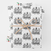 メリーエレガントクリスマス白黒プレゼント ラッピングペーパーシート (インサイチュ)