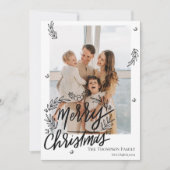 メリーエレガントクリスマス白黒家族写真 シーズンカード (正面)