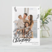 メリーエレガントクリスマス白黒家族写真 シーズンカード (スタンド正面)