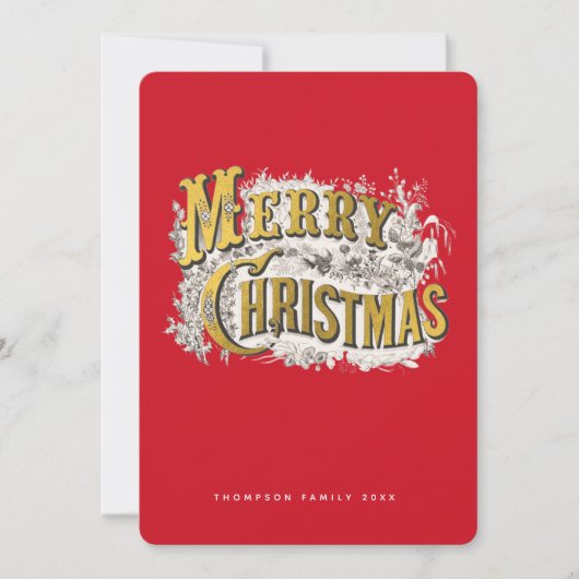 メリーエレガントクリスマス素朴ヴィンテージ非写真 シーズンカード (正面)