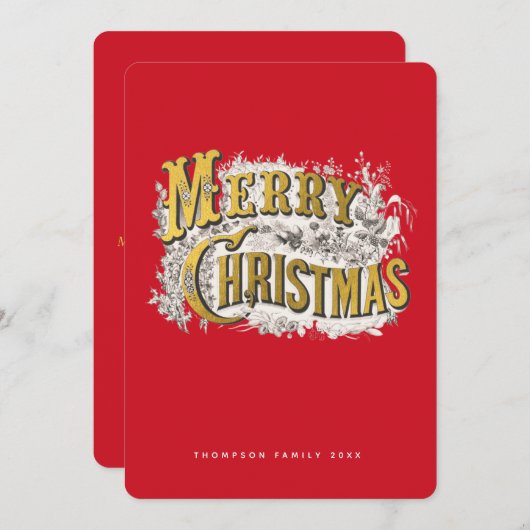 メリーエレガントクリスマス素朴ヴィンテージ非写真 シーズンカード (正面/裏面)