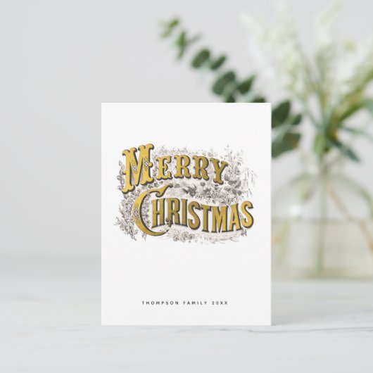 メリーエレガントクリスマス素朴ヴィンテージ非写真 シーズンポストカード (スタンド正面)