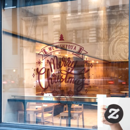 メリーエレガントクリスマス赤いボールの窓が離れない ウィンドウサイン (カフェ窓)