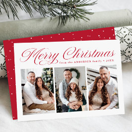 メリーエレガントクリスマス赤い書道3写真 シーズンカード