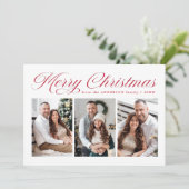 メリーエレガントクリスマス赤い書道3写真 シーズンカード (スタンド正面)