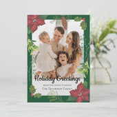 メリーエレガントクリスマス赤い花家族の写真 シーズンカード (スタンド正面)