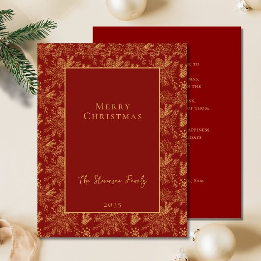 メリーエレガントクリスマス赤ゴールデンポインセチア松 シーズンカード