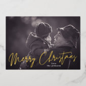 メリーエレガントクリスマス金ゴールドが一枚の写真を押した 箔シーズンカード (正面)