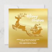 メリーエレガントクリスマス金ゴールドサンタそりクリスマスパテ シーズンカード (正面)