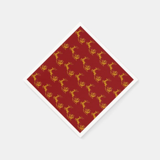 メリーエレガントクリスマス金ゴールドサンタの鹿のクリスマス スタンダードカクテルナプキン (角)