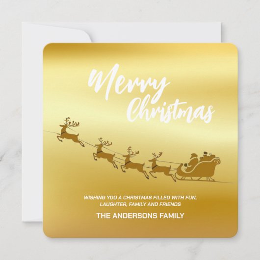 メリーエレガントクリスマス金ゴールドサンタ・ディア・スレッドクリスマス シーズンカード (正面)