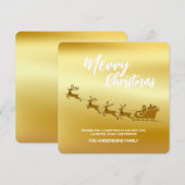 メリーエレガントクリスマス金ゴールドサンタ・ディア・スレッドクリスマス シーズンカード (正面/裏面)