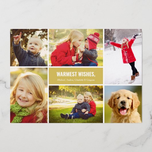 メリーエレガントクリスマス金ゴールドスクリプトフォトコラージュ 箔シーズンカード (裏面)