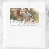 メリーエレガントクリスマス金ゴールドスター家族写真 長方形シール (バッグ)