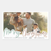 メリーエレガントクリスマス金ゴールドスター家族写真 長方形シール (正面)