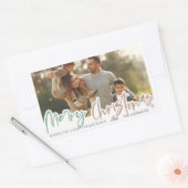 メリーエレガントクリスマス金ゴールドスター家族写真 長方形シール (封筒)