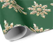 メリーエレガントクリスマス金ゴールドスノーフレーククリスマス祭 ラッピングペーパー (ロールコーナー)