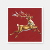 メリーエレガントクリスマス金ゴールドトナカイクリスマスフェスティバル スタンダードカクテルナプキン (正面)