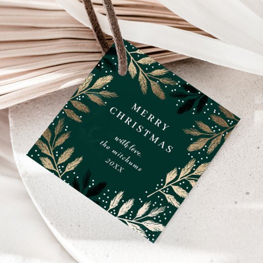 メリーエレガントクリスマス金ゴールドブランチホリデー フェイバータグ