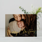 メリーエレガントクリスマス金ゴールドプレス写真 箔シーズンカード (立ち正面)