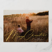 メリーエレガントクリスマス金ゴールドプレス写真 箔シーズンカード (正面)