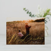 メリーエレガントクリスマス金ゴールドプレス写真 箔シーズンカード (立ち正面)