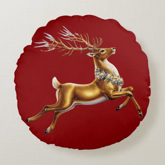 メリーエレガントクリスマス金ゴールドムースクリスマスフェスティバルパ ラウンドクッション (正面)
