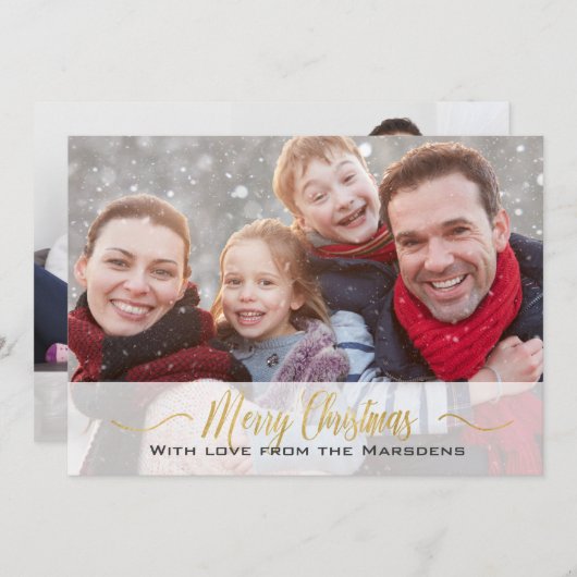 メリーエレガントクリスマス金ゴールド台本写真(両面) シーズンカード (正面/裏面)