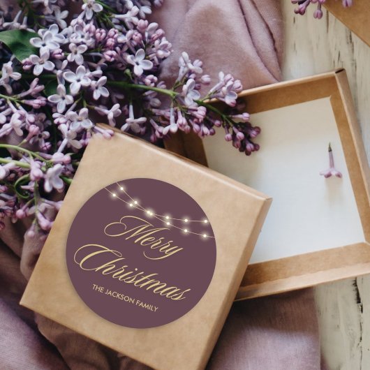 メリーエレガントクリスマス金ゴールド手書きスクリプト ラウンドシール