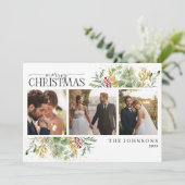 メリーエレガントクリスマス金ゴールド赤い果実の写真 シーズンカード (スタンド正面)