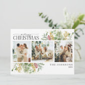 メリーエレガントクリスマス金ゴールド赤い果実の写真 シーズンカード (スタンド正面)